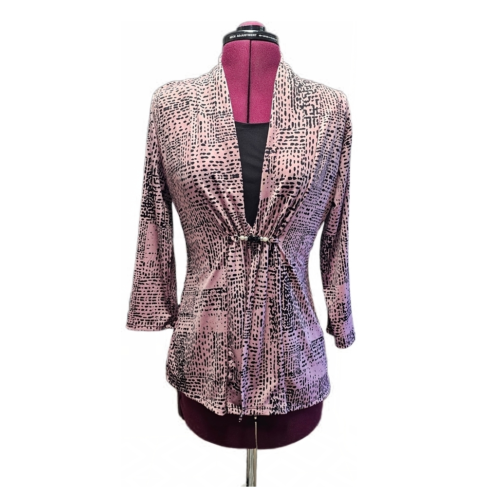 Notations Chic Blouse Abstract Design Pink Black